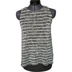 Old Navy women’s white/charcoal grey stripped knit tank top size small